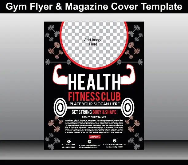 Vector illustration of gym flyer & magazine cover template