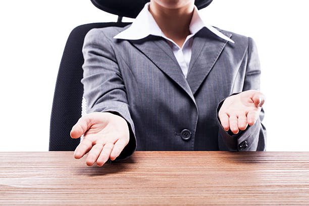 istock Businesswoman Showing with Palms Up 524509443