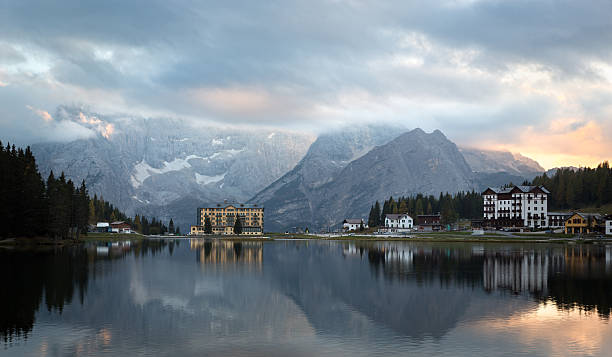 istock Reflection at Lago di Misurina at dawn, Dolomites, Italian Alps 524509939