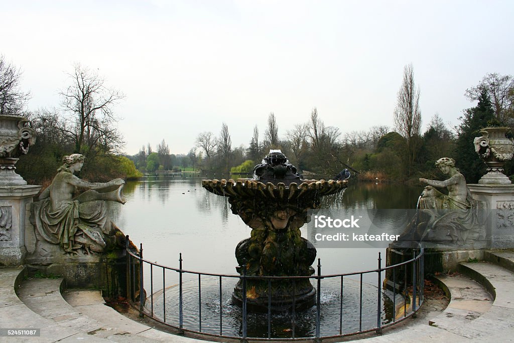 Hyde Park Fountain View of the Long Water, in Kengsington Gardens, London Autumn Stock Photo