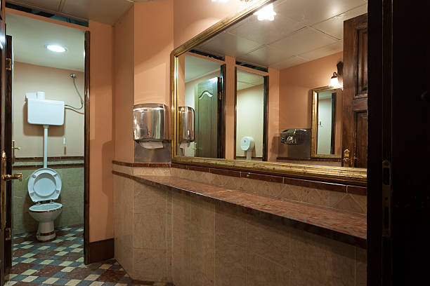 Interior of a pub restroom stock photo