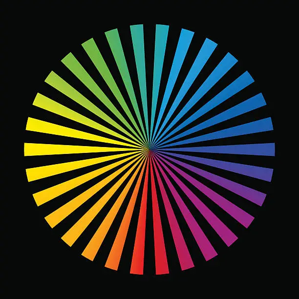 Vector illustration of Rainbow Wheel Color Fields Black