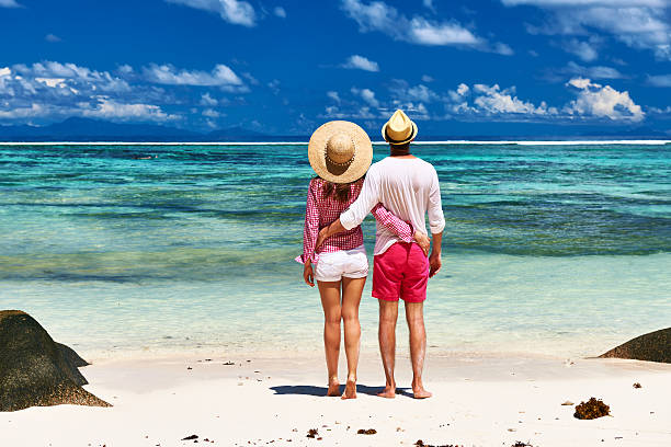 istock Couple on a beach at Seychelles 524512831