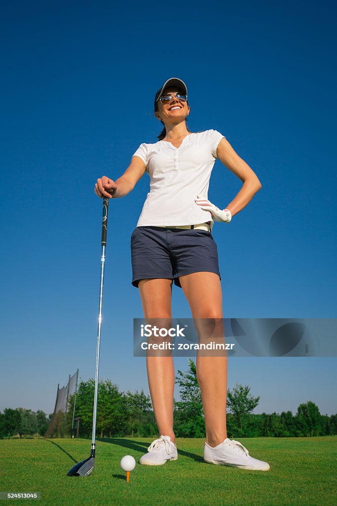 Woman golf player A beautiful women golfer Accuracy Stock Photo