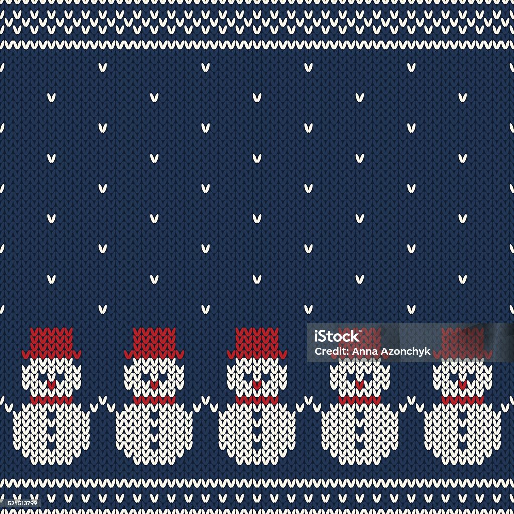 Winter Holiday Seamless Knitted Pattern with Snowmans Seamless pattern ornament on the wool knitted texture. EPS available Pattern stock vector