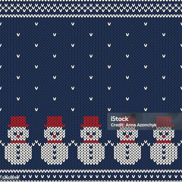 Winter Holiday Seamless Knitted Pattern With Snowmans Stock Illustration - Download Image Now