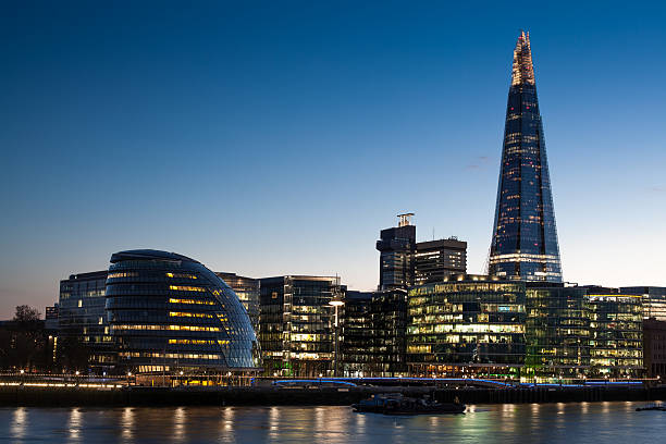 istock London city hall at night, panoramic riverside view. 524526232