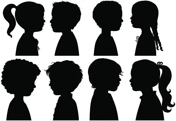 Vector illustration of Boys and Girls in Silhouette