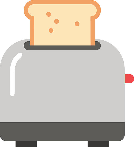 Toast popping toaster bread breakfast food kitchen utensil modern flat Toast popping toaster bread breakfast food kitchen utensil modern flat vector illustration. Kitchen toaster breakfast preparing and kitchenware toaster. Domestic household toaster machine. sandwich new hampshire stock illustrations