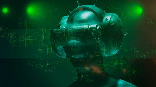 istock Virtual reality goggles and futuristic man 524534736