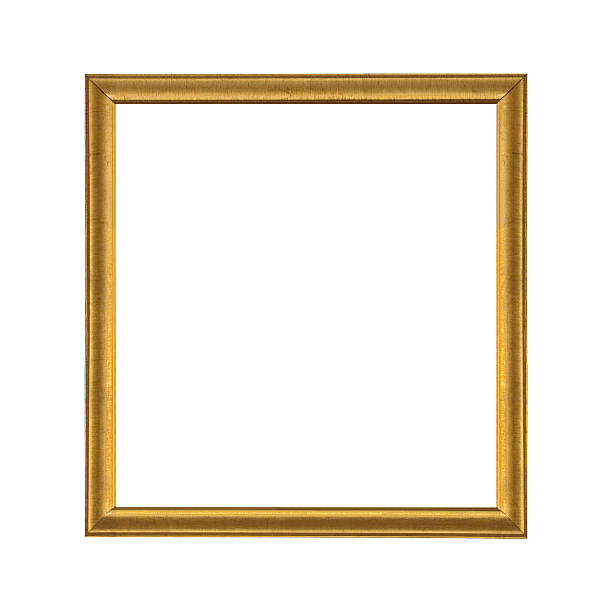 Gold wooden picture frame isolated on white background