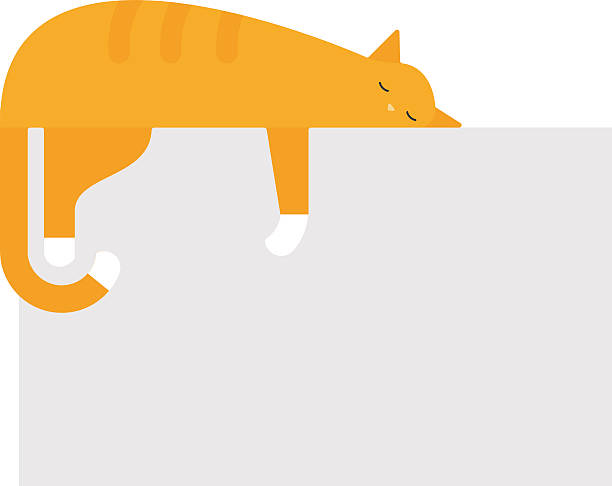 bildbanksillustrationer, clip art samt tecknat material och ikoner med cute cat sleeping on platform house feline domestic young adorable - tamkatt illustrationer