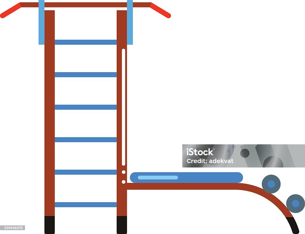 Sports staircase trainer exercises gymnastics ladder and wall bars vector Gymnastics wall bars ladder with horizontal bar. Swedish staircase sports gymnastics ladder, gymnastics wall gym tool. Sports ladder trainer wall exercises gymnastics ladder and wall bars vector. Ladder stock vector