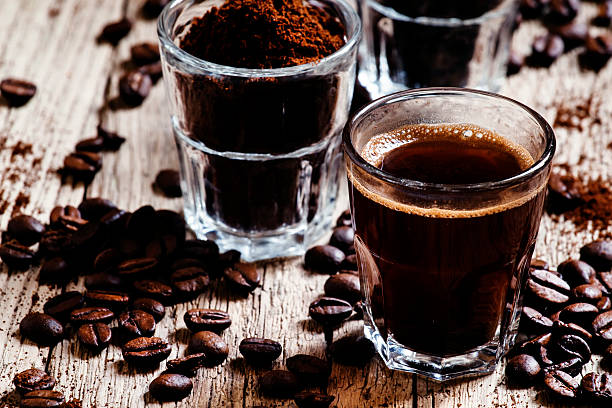 istock Black espresso coffee and ingredients for cooking 524536600