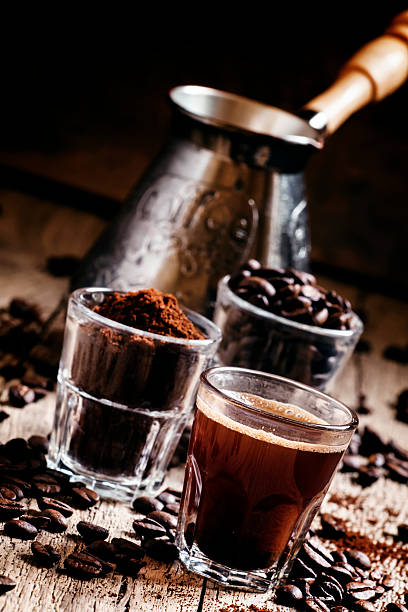 istock Black espresso coffee and ingredients for cooking 524536734