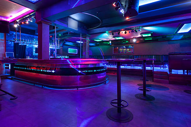 istock Bar in a modern nightclub with colorful lights 524537563