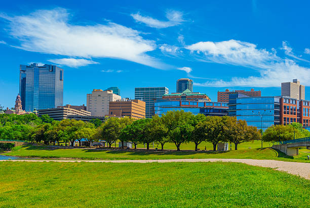 istock Fort Worth skyline cityscape with spring foliage,TX 524538008