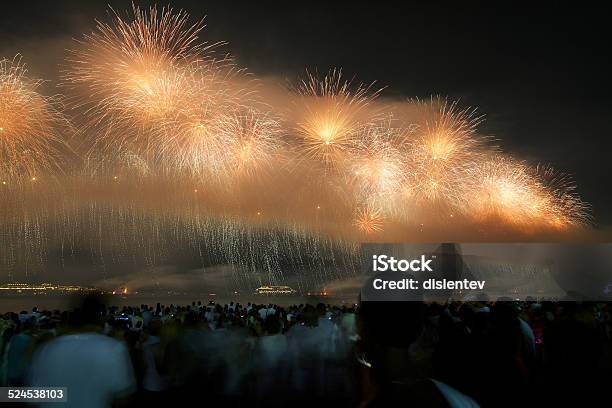 New Year Fireworks At Copacabana Stock Photo - Download Image Now - 2014, Audience, Bandshell