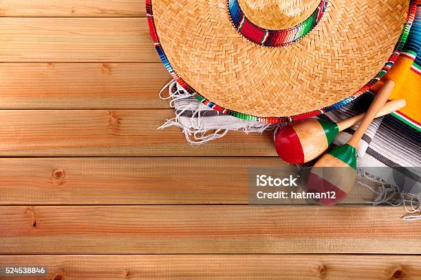 Mexico Cinco De Mayo Mexican Sombrero Fiesta Background Stock Photo - Download Image Now