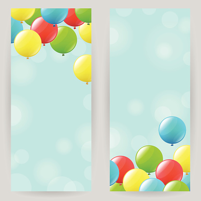 Set of festive backgrounds with colourful balloons