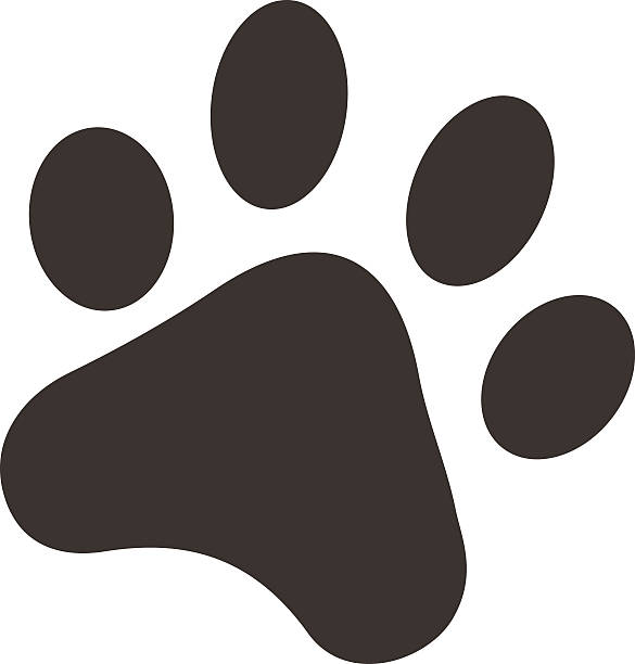 ilustraciones, imágenes clip art, dibujos animados e iconos de stock de negro huellas de perros pie silueta de ilustración de vectores - paw print animal track dirt track