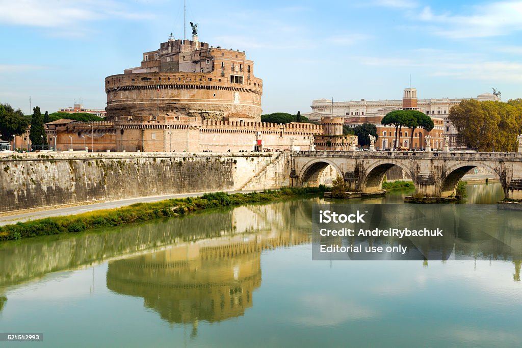 The Mausoleum of Hadrian or Castel Sant'Angelo. Rome, Italy - October 29, 2014: The Mausoleum of Hadrian, usually known as Castel Sant'Angelo. The building was later used by the popes as a fortress and castle, and is now a museum in Rome. Ancient Stock Photo