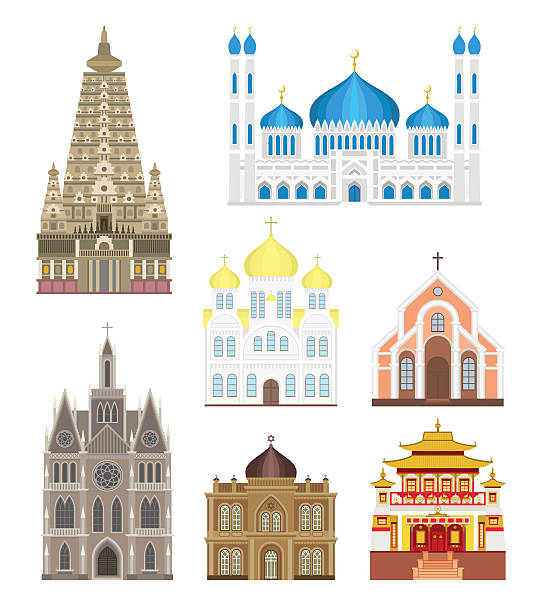 illustrations, cliparts, dessins animés et icônes de cathédrales et des églises infographie temple de bâtiments à l'architecture emblématique en asie - chinese culture china chinese ethnicity frame