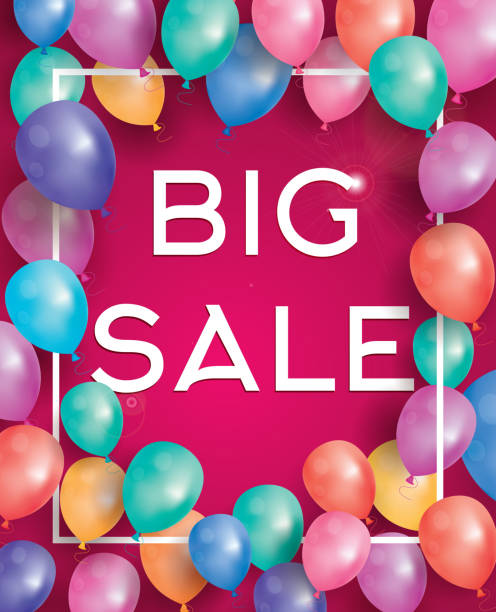 istock Big sale poster on red background with flying balloons 524546248
