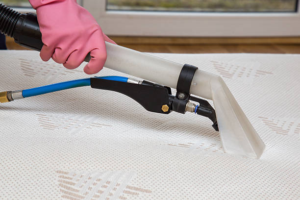 Mattress or bed chemical cleaning with professionally extraction method. stock photo