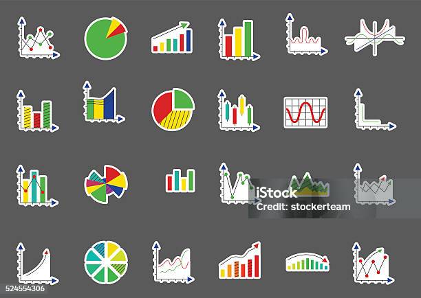 Graphs Background Sticker Charts Vector Stickers Set Stock Illustration - Download Image Now ...