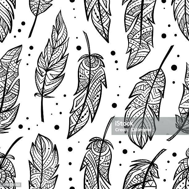 Vector Feathers Seamless Pattern Stock Illustration - Download Image Now - Animal Markings, Animal Pen, Animals In The Wild