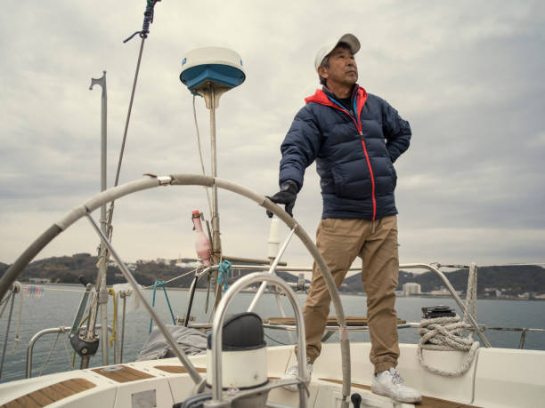 istock Man sailing on yacht in the ocean. 524554626
