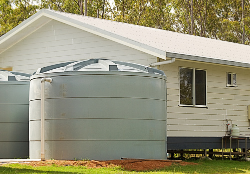 Rainwater conservation tanks on new house