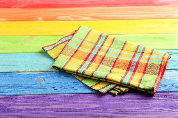 istock Napkin on colorful wooden table, close up 524556486
