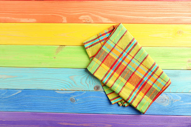 istock Napkin on colorful wooden table, close up 524556600