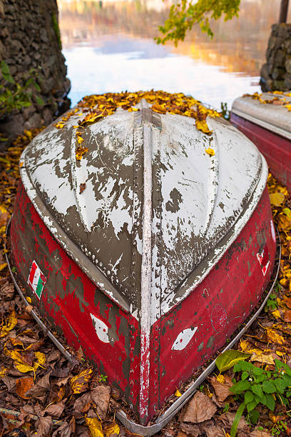 istock Old abandoned recreational boat. Color image 524577377