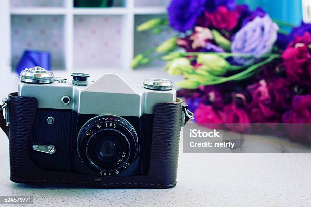 Vintage Photo Camera Stock Photo - Download Image Now - Aperture, Black Color, Border - Frame