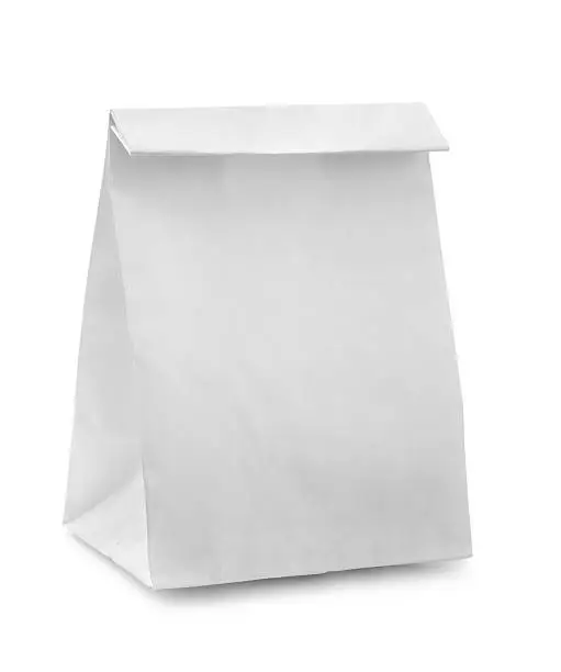 Blank paper bag isolated on white