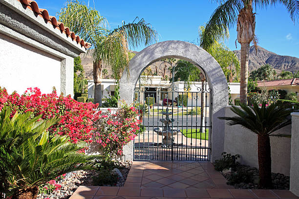 istock Inside Luxurious Xeriscaped Courtyard Looking To Street 524618601