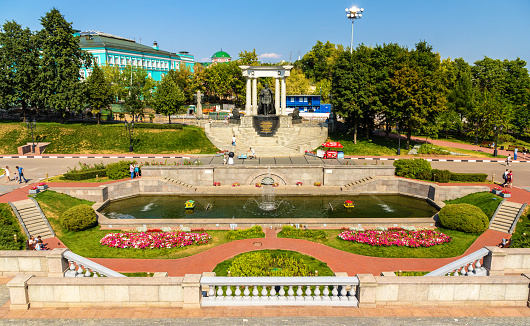 Garden near the Cathedral of Christ the Saviour in Moscow