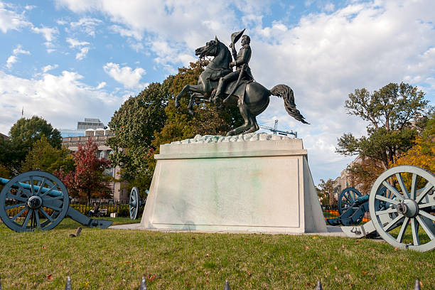 andrew jackson on 라파예트 스퀘어 - white house president of the usa lafayette square eastern usa 뉴스 사진 이미지