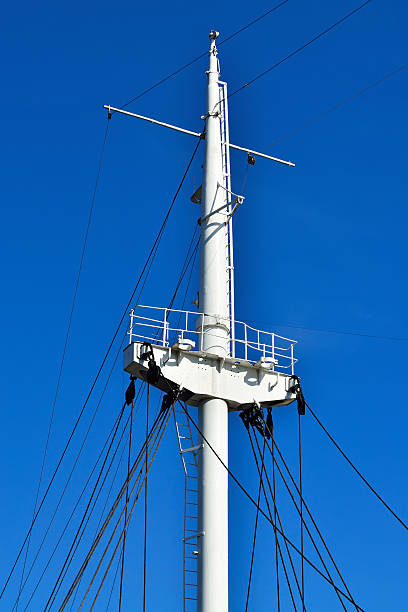 Mast ship Mast ship on the background of cloudless sky gaff sails stock pictures, royalty-free photos & images