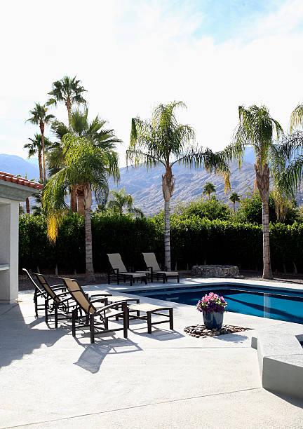 istock Beautiful Outdoor Private Pool Area Without People 524624785