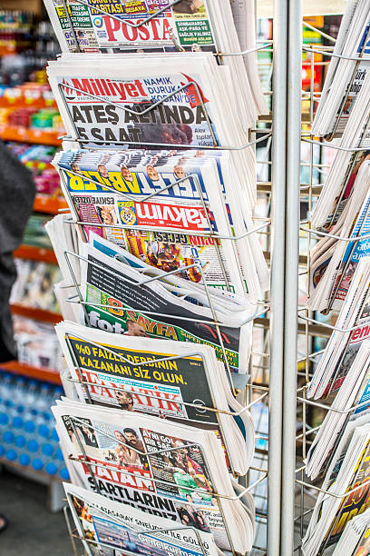 istock Turkish newspapers displayed at newsstand, Istanbul 524624911
