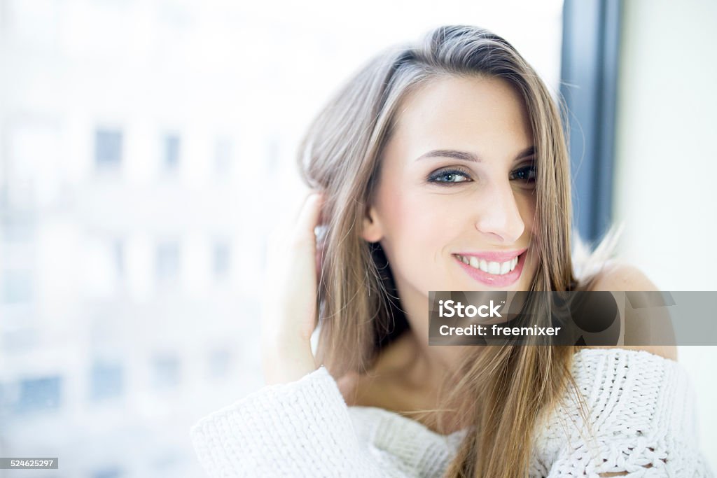I am the most beautiful in the world Young Woman Taking A Selfie in front of window. 20-29 Years Stock Photo