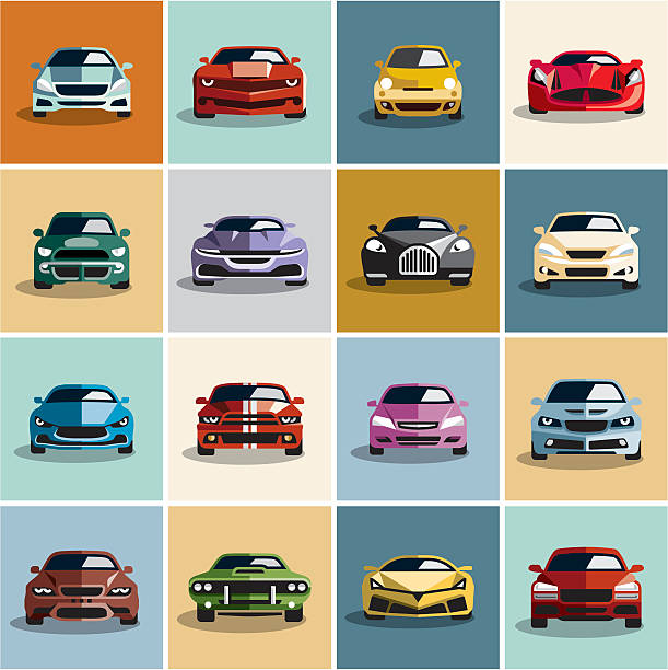 Car icons Car icons. Flat style car icon sports utility vehicle illustrations stock illustrations
