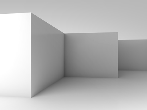 Abstract 3d background, white empty room interior