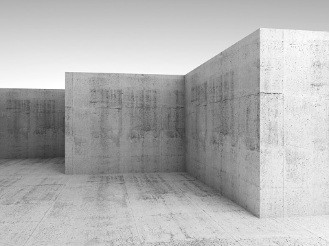 Abstract architectural 3d background, concrete empty interior
