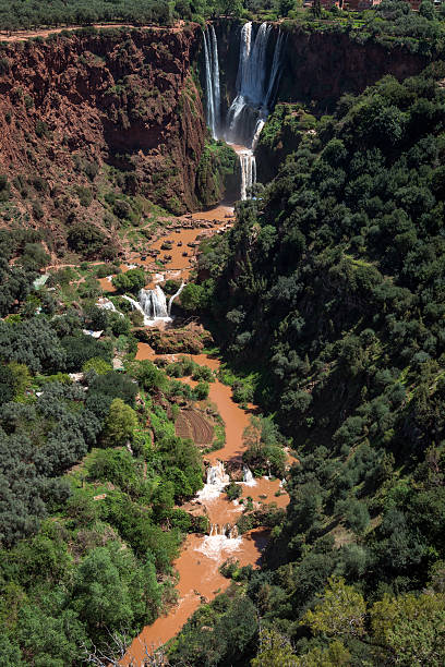 Looking down from the edge of the waterfall at Cascades D'Ouzoud in Morocco.Nikon D3x