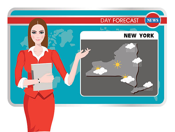 istock Vector illustration of a TV weather reporter at work 524651563